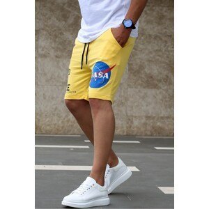 Madmext Men's Nasa Printed Yellow Shorts 4248