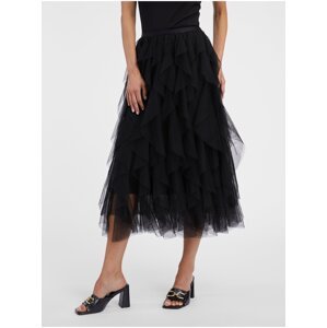 Orsay Black women's midi skirt with ruffles - Women's