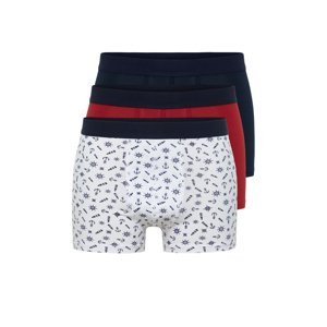 Trendyol Multi-Colored Men's 3-Piece Marine Patterned-Flat Pack Cotton Boxers
