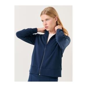 Jimmy Key Navy Blue Turtleneck Long Sleeve Knitted Jacket