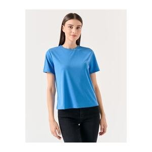 Jimmy Key Electric Blue Straight Fit Crew Neck Short Sleeve Basic Knitted T-Shirt