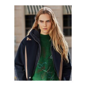 Jimmy Key Green Turtleneck Long Sleeve Floral Knitwear Sweater