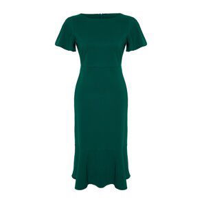 Trendyol Curve Dark Green Finike Woven Plus Size Dress