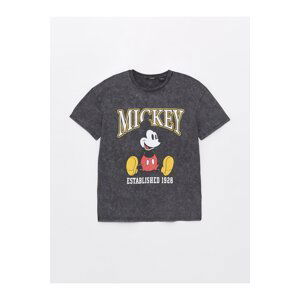 LC Waikiki Mickey Mouse Printed Short Sleeve Women's T-Shirt with a Crew Neck