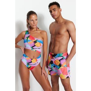 Trendyol Multicolor Standard Abstract Patterned Swimsuit Sea Shorts