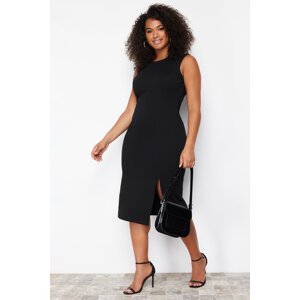 Trendyol Curve Black Slit Detailed Midi Knitted Dress