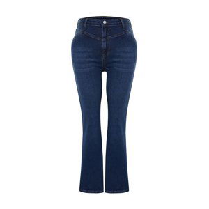 Trendyol Curve Blue Stitch Detail Flare Fit Denim Jeans