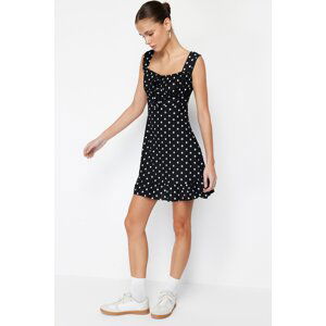 Trendyol Black*001 Square Neck Flounced A-Line Mini Knitted Mini Dress