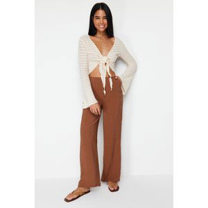 Trendyol Cinnamon Straight/Straight Cut Elastic Modal Content Trousers at the Back