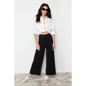 Trendyol Black Culotte Fit Cut Out Detail High Waist Trousers
