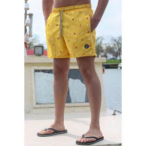 Madmext Men's Yellow Patterned Marine Shorts 6376