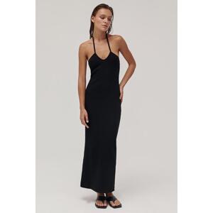 Madmext Black Tied Long Basic Dress