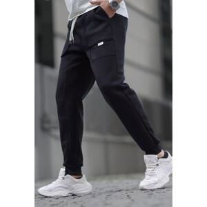 Madmext Black Cargo Pocket Basic Sweatpants 6527