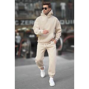 Madmext Beige Hooded Basic Tracksuit Set 5925