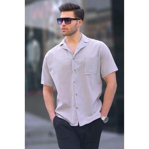 Madmext Gray Basic Short Sleeve Men's Shirt 5598