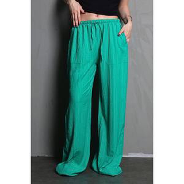 Madmext Green Pocket Wide Leg Women's Trousers