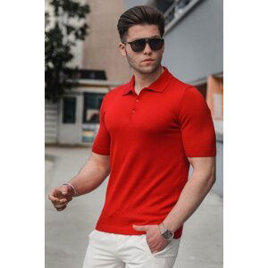 Madmext Men's Red Polo Neck Knitwear T-Shirt 5078