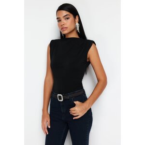 Trendyol Black Fitted Knitted Snap-On Bodysuit