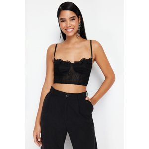 Trendyol Black Crop Knitted Corset Detailed Lace Bustier