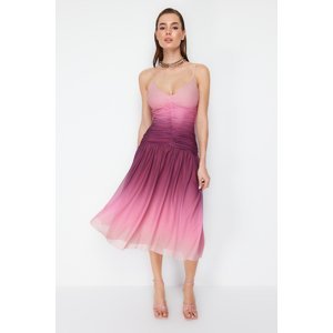 Trendyol Multicolored Draped Stylish Evening Dress