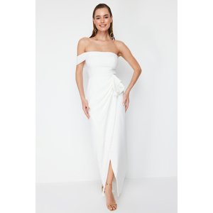 Trendyol White Plain Regular Woven Evening Dress & Graduation Dress