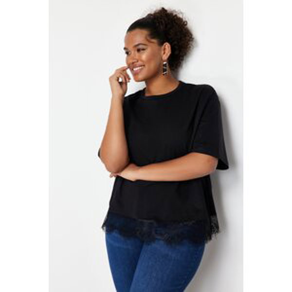 Trendyol Curve Black Lace Knitted T-shirt