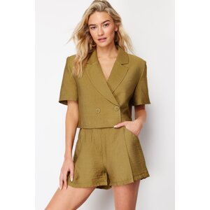 Trendyol Khaki Pocket Detailed Woven Linen Look Shorts