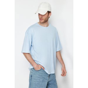 Trendyol Light Blue Oversize/Wide Cut Basic 100% Cotton T-Shirt