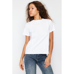 Trendyol White Crew Neck Ribbed Regular Knitted T-Shirt