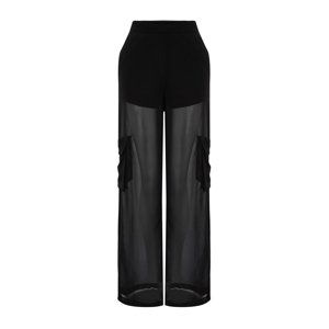 Trendyol Black Pipe Leg Lined Chiffon Trousers