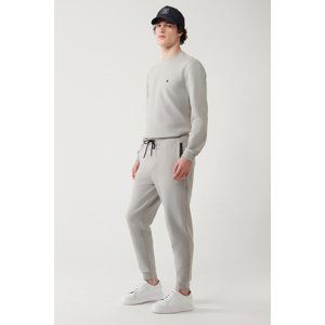 Avva Gray Sweatpants Flexible Soft Texture Interlock Fabric Elastic Leg Unisex Regular Fit