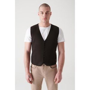 Avva Men's Brown Textured Vest