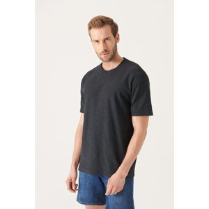 Avva Men's Anthracite Textured Comfort T-shirt