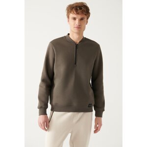 Avva Men's Anthracite Half Zipper Cotton Regular Fit Sweatshirt