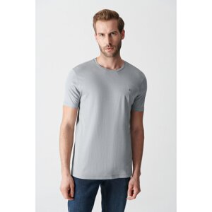 Avva Men's Gray Ultrasoft Crew Neck Cotton Slim Fit Narrow Cut T-shirt