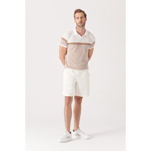 Avva Men's White Stretchy Waisted Relaxed Fit Shorts
