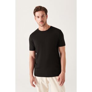 Avva Men's Black Ultrasoft Crew Neck Cotton Slim Fit Narrow Cut T-shirt