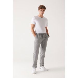 Avva Men's Gray Side Pocket Linen Trousers
