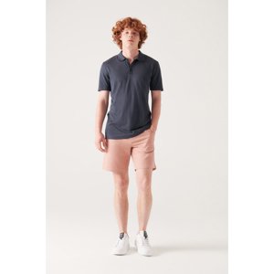 Avva Men's Pale Pink Textured Cotton Shorts