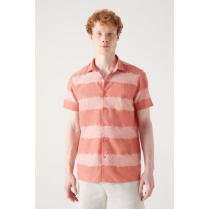 Avva Men's Pale Pink Cotton Short Sleeve Shirt