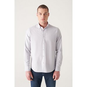 Avva Men's Gray Oxford 100% Cotton Standard Fit Regular Cut Shirt