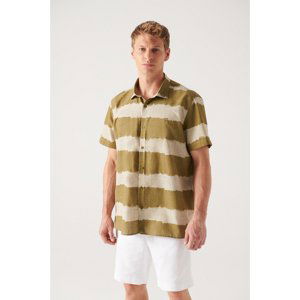 Avva Men's Khaki Cotton Short Sleeve Shirt