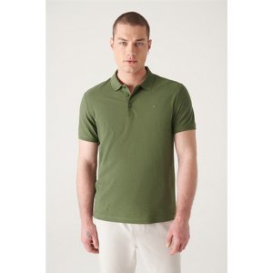 Avva Men's Khaki 100% Cotton Cool Keeping Regular Fit Polo Neck T-shirt
