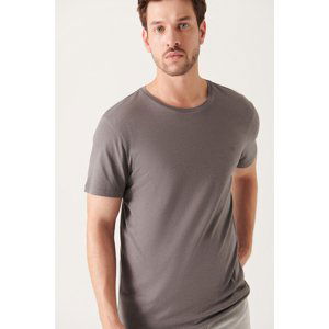 Avva Men's Anthracite Ultrasoft Crew Neck Cotton Slim Fit Slim Fit T-shirt