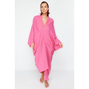 Trendyol Fuchsia Wide Fit Maxi Woven Gathered Beach Dress