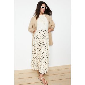 Trendyol Ecru Lined Polka Dot Pleated Woven Skirt