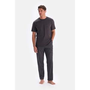 Dagi Smoky Short Sleeve Crew Neck Six Line Size Printed Pajamas Set