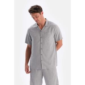 Dagi Gray Short Sleeve Pocket Detailed Woven Shirt