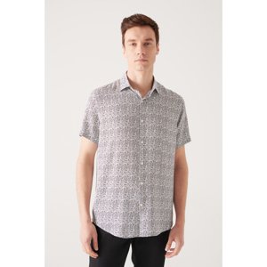 Avva Men's Black Stripe Printed Shirt