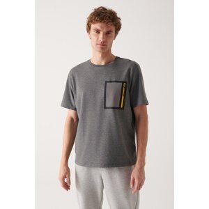 Avva Men's Anthracite Short Sleeve Reflector Printed Standard Fit Regular Fit T-shirt